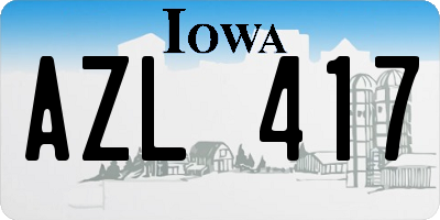 IA license plate AZL417