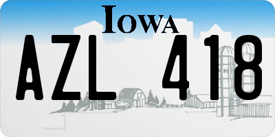 IA license plate AZL418