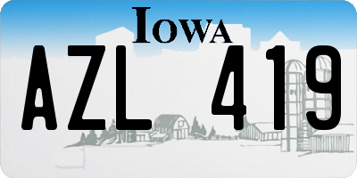 IA license plate AZL419