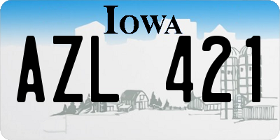 IA license plate AZL421