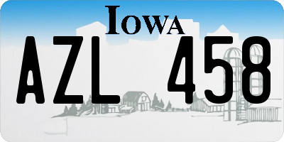 IA license plate AZL458