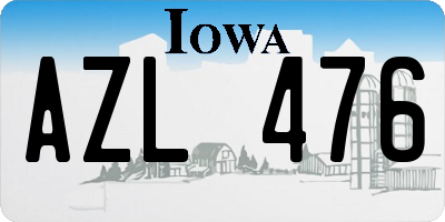 IA license plate AZL476