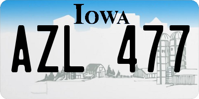 IA license plate AZL477