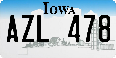 IA license plate AZL478