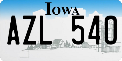 IA license plate AZL540