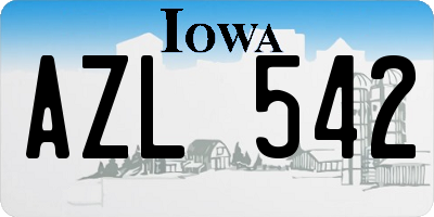 IA license plate AZL542