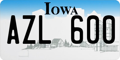 IA license plate AZL600