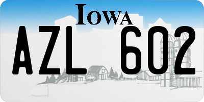 IA license plate AZL602