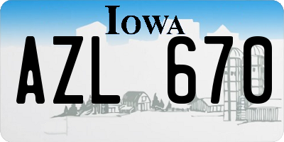 IA license plate AZL670