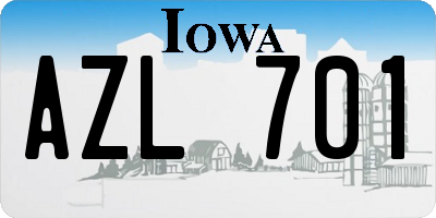 IA license plate AZL701