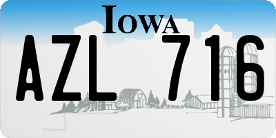 IA license plate AZL716
