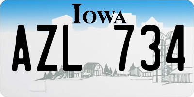IA license plate AZL734