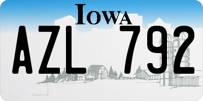 IA license plate AZL792