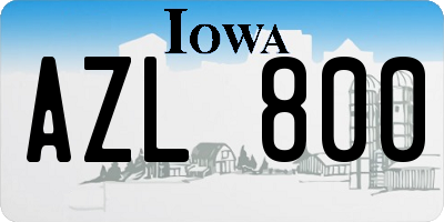 IA license plate AZL800