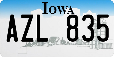 IA license plate AZL835