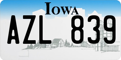 IA license plate AZL839