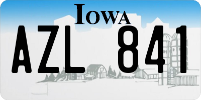 IA license plate AZL841