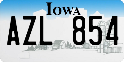 IA license plate AZL854