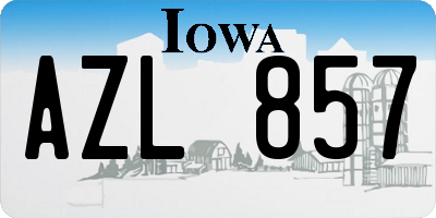 IA license plate AZL857