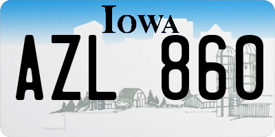IA license plate AZL860