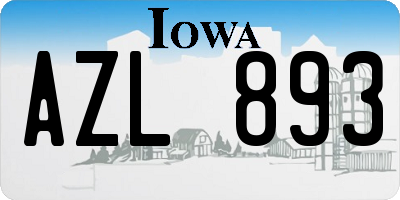 IA license plate AZL893