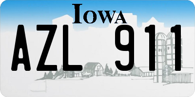 IA license plate AZL911