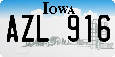 IA license plate AZL916