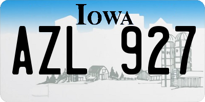 IA license plate AZL927