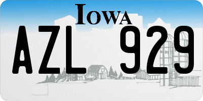 IA license plate AZL929