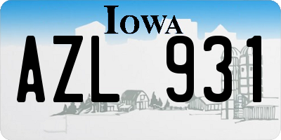 IA license plate AZL931