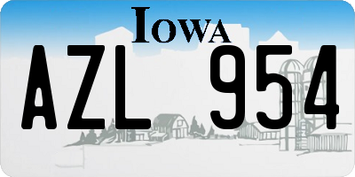 IA license plate AZL954