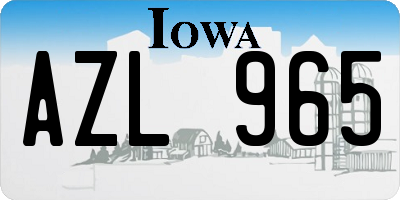 IA license plate AZL965