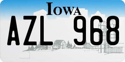 IA license plate AZL968