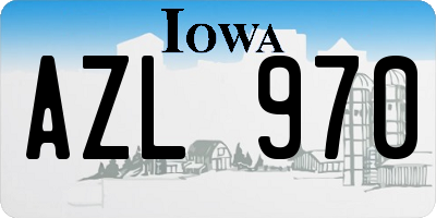 IA license plate AZL970