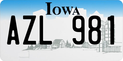 IA license plate AZL981