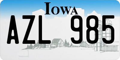 IA license plate AZL985