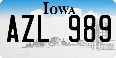 IA license plate AZL989