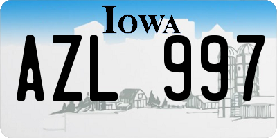 IA license plate AZL997