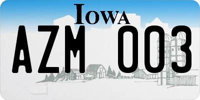 IA license plate AZM003