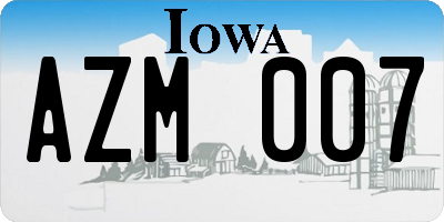 IA license plate AZM007