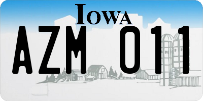 IA license plate AZM011