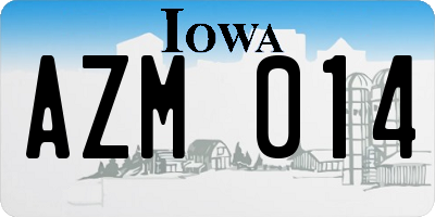 IA license plate AZM014
