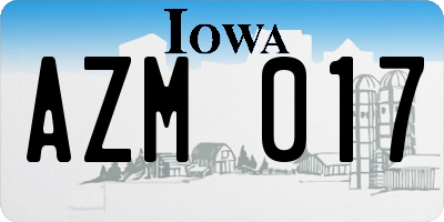 IA license plate AZM017