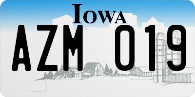 IA license plate AZM019