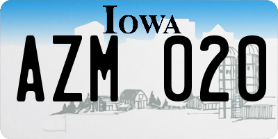 IA license plate AZM020