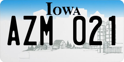 IA license plate AZM021