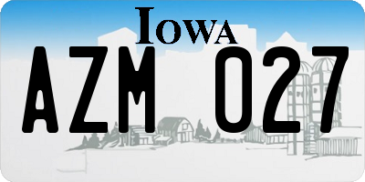 IA license plate AZM027