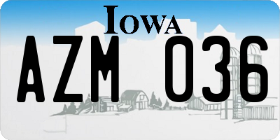 IA license plate AZM036