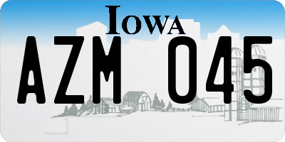 IA license plate AZM045