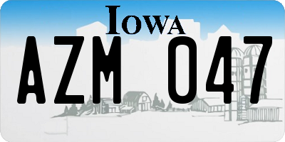 IA license plate AZM047